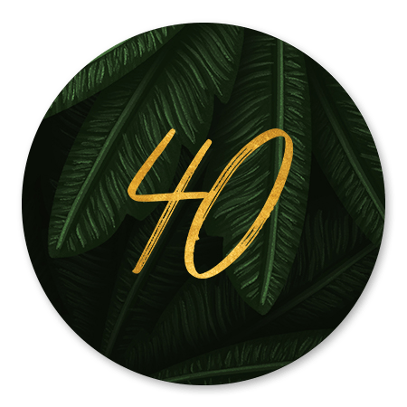 Jungle bladeren met gouden '40'
